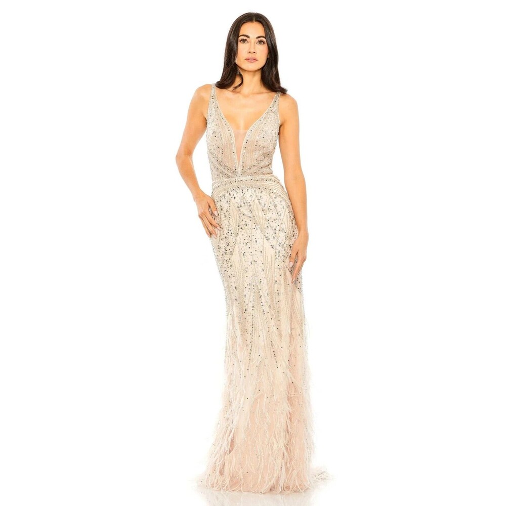 Mac Duggal Feather Gown Size 12 but taken in on waist to fit size 10
